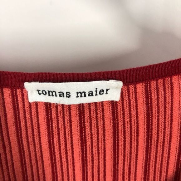 Tomas Maier Fluted Striped Knit Dress Sz 8 - Picture 6 of 7